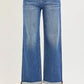 RISEN high-rise relaxed fit wide-leg blue denim jeans with rolled cuffs