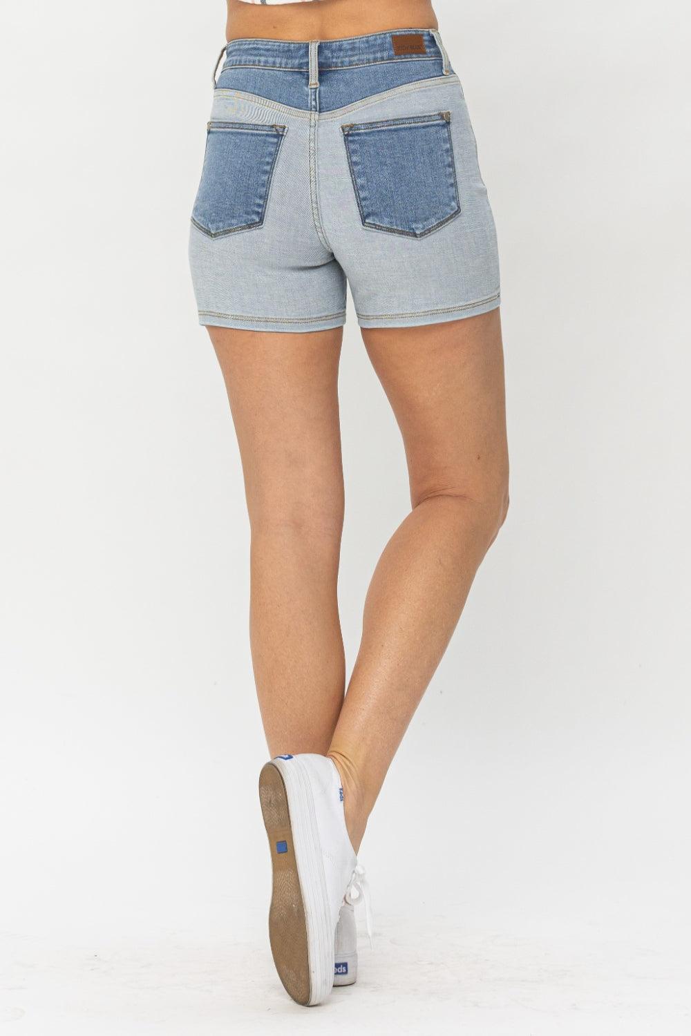 Judy Blue Full Size Color Block Denim Shorts Shorts