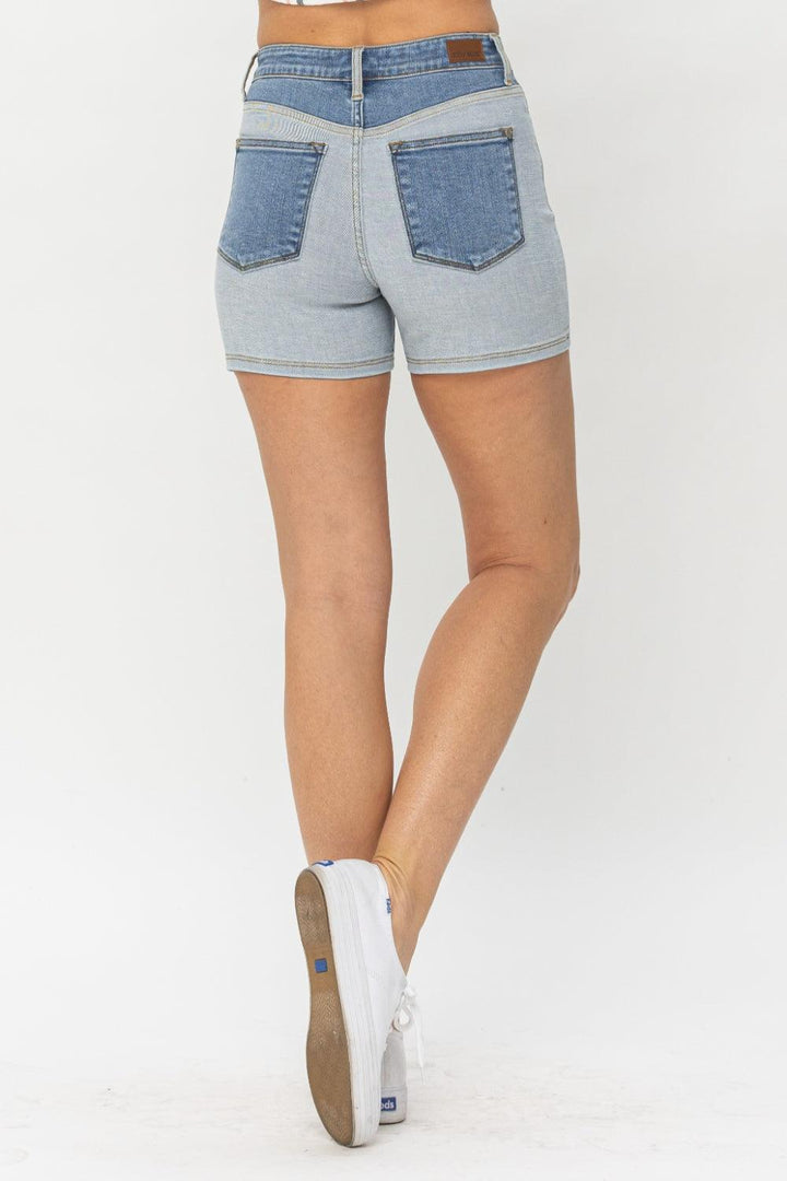 Judy Blue Full Size Color Block Denim Shorts Shorts