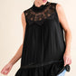 And The Why Lace Detail Sleeveless Ruffled Top - DAVERRI FASHIONS
