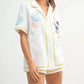 MABLE Embroidered Button Down Shirt and Shorts Set Outfit Sets