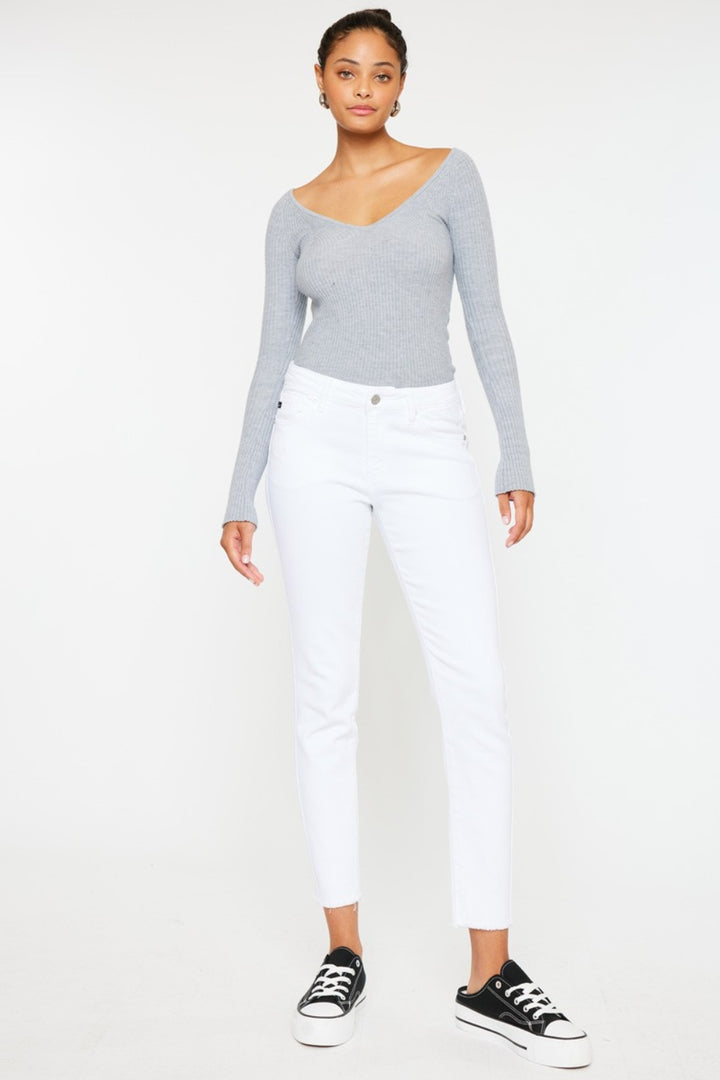 Kancan Mid Rise Ankle Skinny Jeans White Jeans