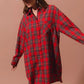 SO ME Christmas Checker Plaid Button Up Shirt Dress - DAVERRI FASHIONS