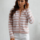Striped Button Front Cardigan - DAVERRI FASHIONS