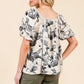 Lime 'N' Chili Floral Print Lace Trim Puff Sleeve Blouse - DAVERRI FASHIONS