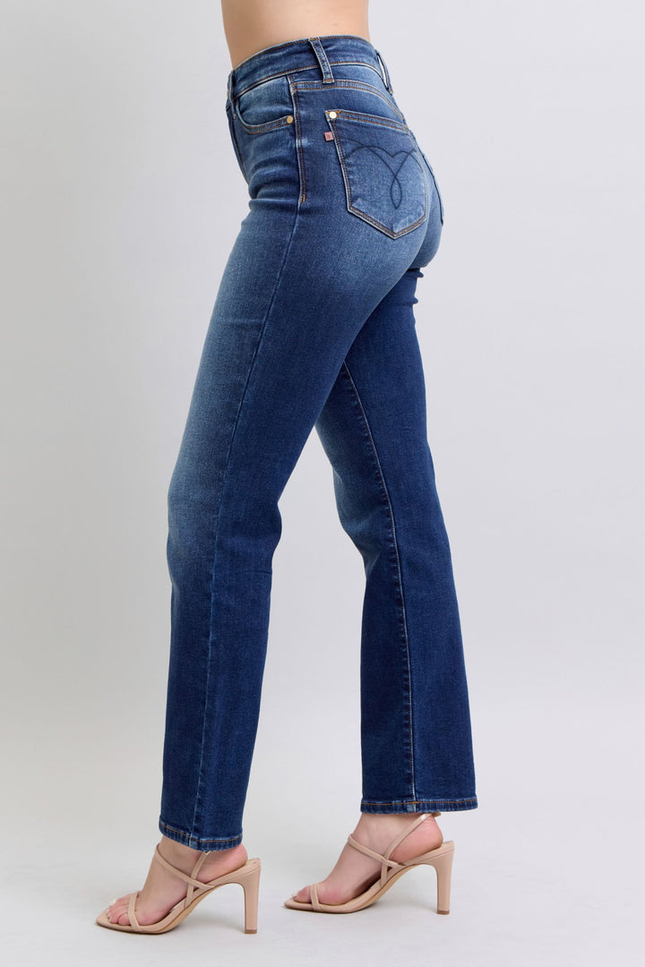 Judy Blue Full Size Washed Straight Leg Jeans with Pockets Bottoms