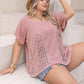Plus Size Lace Detail Round Neck Short Sleeve T-Shirt - DAVERRI FASHIONS