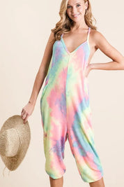 BiBi Tie Dye French Terry Mid-Length Casual Jumpsuit | Jumpsuits Daverri Fashions