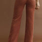 Women’s high-waist terracotta corduroy pants with square pockets