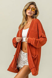 BiBi Open Front Drop Shoulder Cardigan with Pockets | Cardigans Daverri Fashions