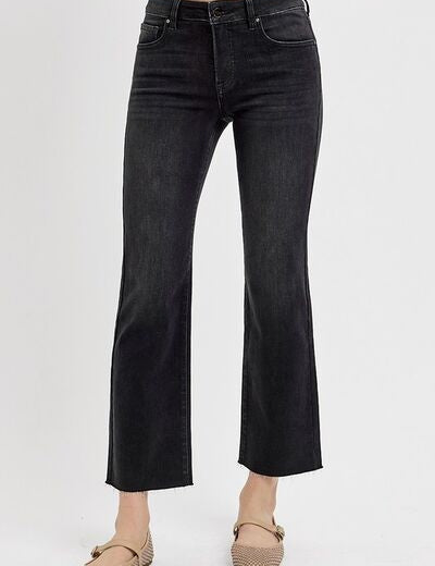 RISEN Tummy Control Mid Rise Crop Straight Jeans