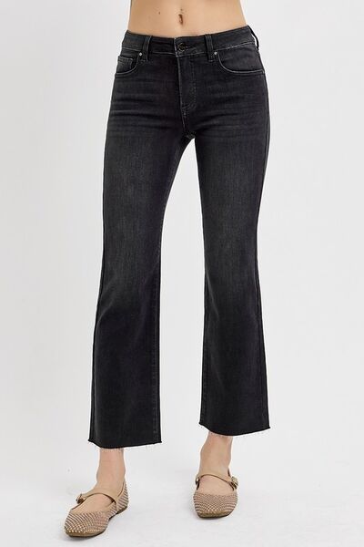 RISEN Tummy Control Mid Rise Crop Straight Jeans