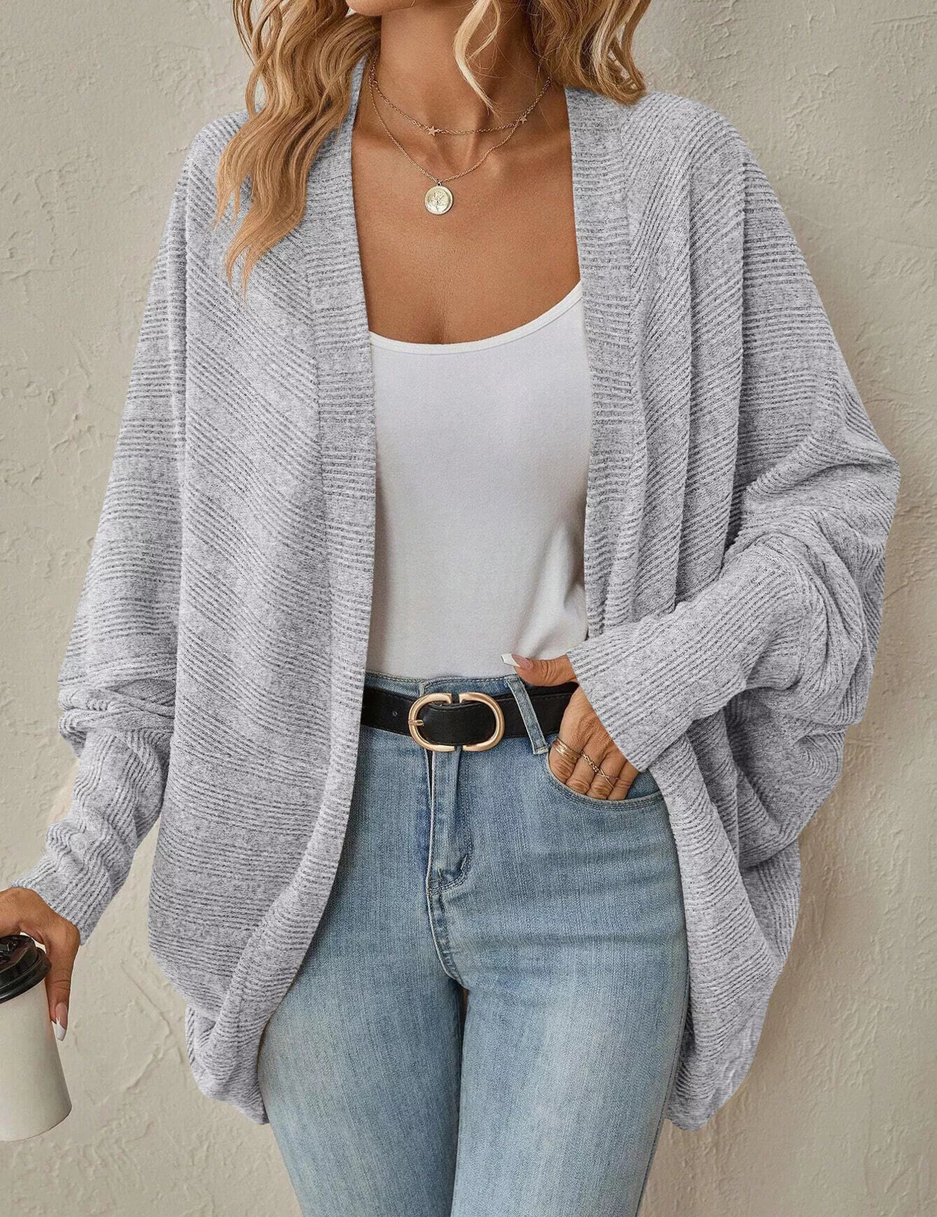Cozy Oversized Open Front Knit Cardigan | Cardigans Daverri Fashions