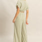 HYFVE Twisted Front Short Sleeve Top and Wide Leg Pants Set Pants