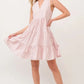 Lime 'N' Chili Striped Sleeveless V-Neck Tiered Dress PINK