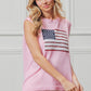 BiBi pink sleeveless knit top with sequined American flag