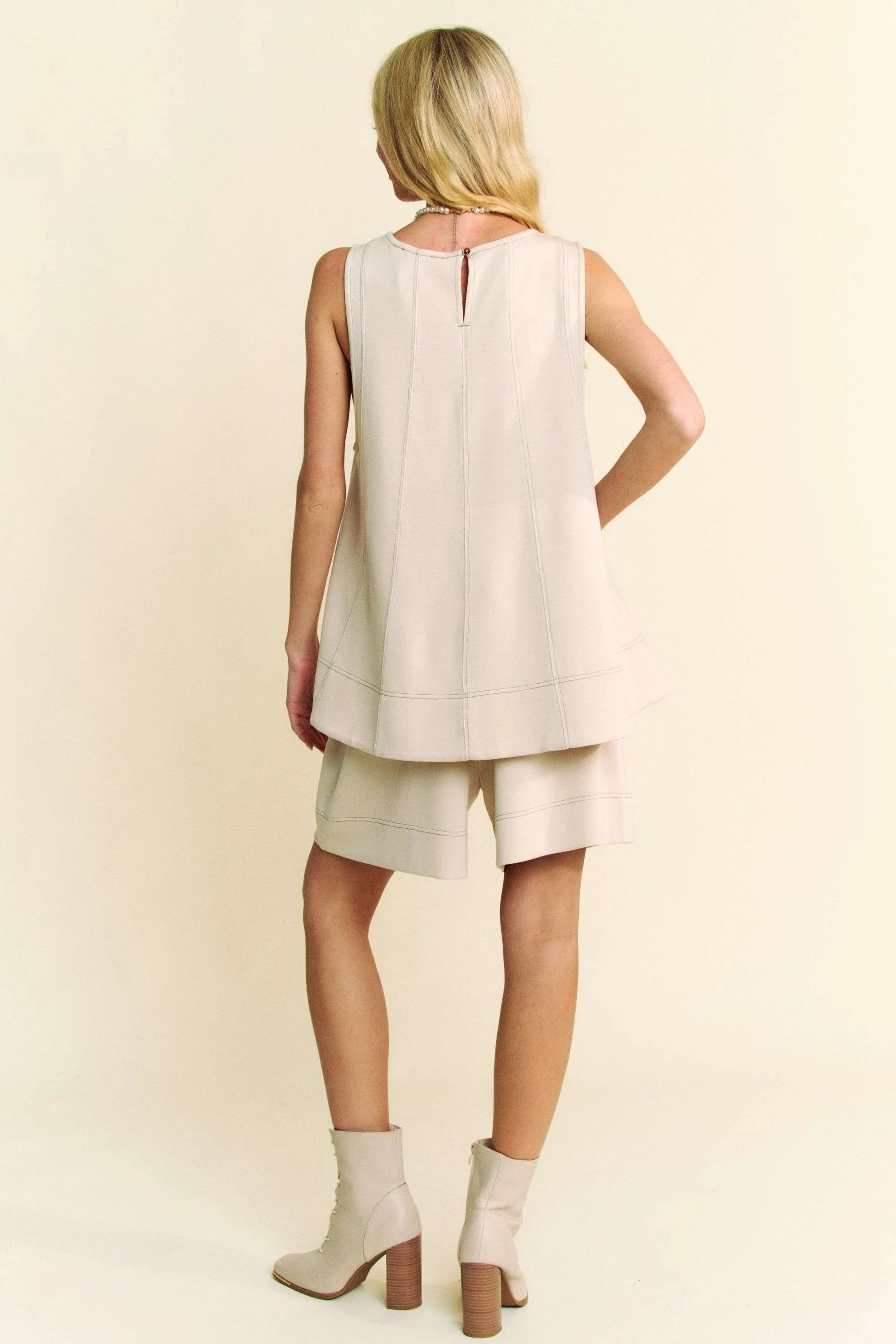 Davi & Dani Contrast Seam Top and Short Set Outfit Sets
