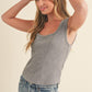 Aemi + Co Exposed Seam Ribbed Wide Strap Tank Gray
