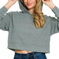 Drop Shoulder Ribbed Crop Hoodie Ash Jade - DAVERRI FASHIONS