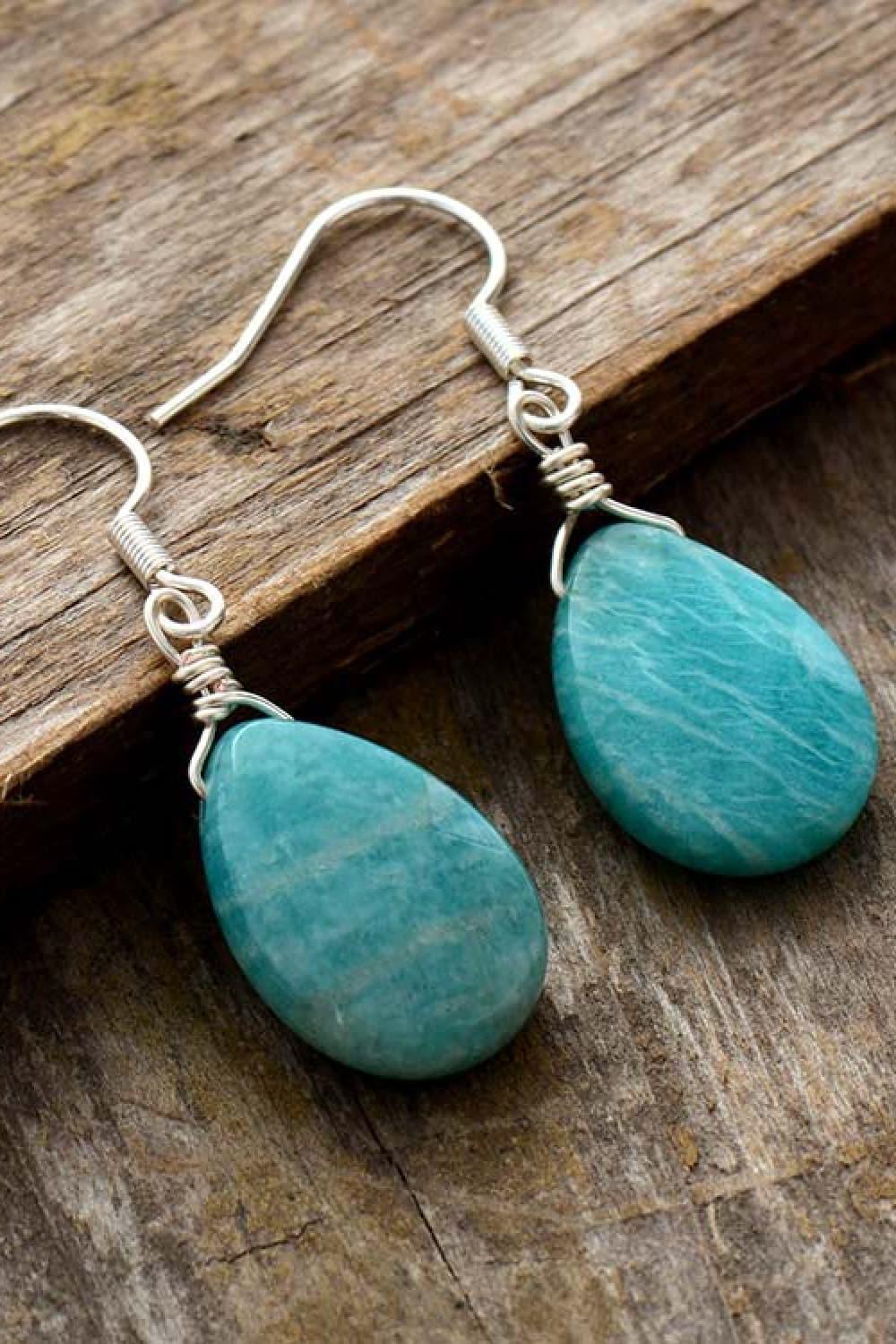 Handmade Natural Stone Teardrop Earrings - DAVERRI FASHIONS