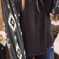 Charcoal gray Aztec print long sleeve cardigan with ribbed cuffs by Daverri Fashions