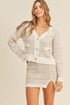MABLE Plaid Button Down Sweater Cardigan and Mini Skirt Set Blush