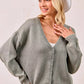 BiBi Washed Sweater V Neck Cardigan - DAVERRI FASHIONS