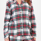 Plaid Collared Neck Button Up Top and Pants Lounge Set - DAVERRI FASHIONS