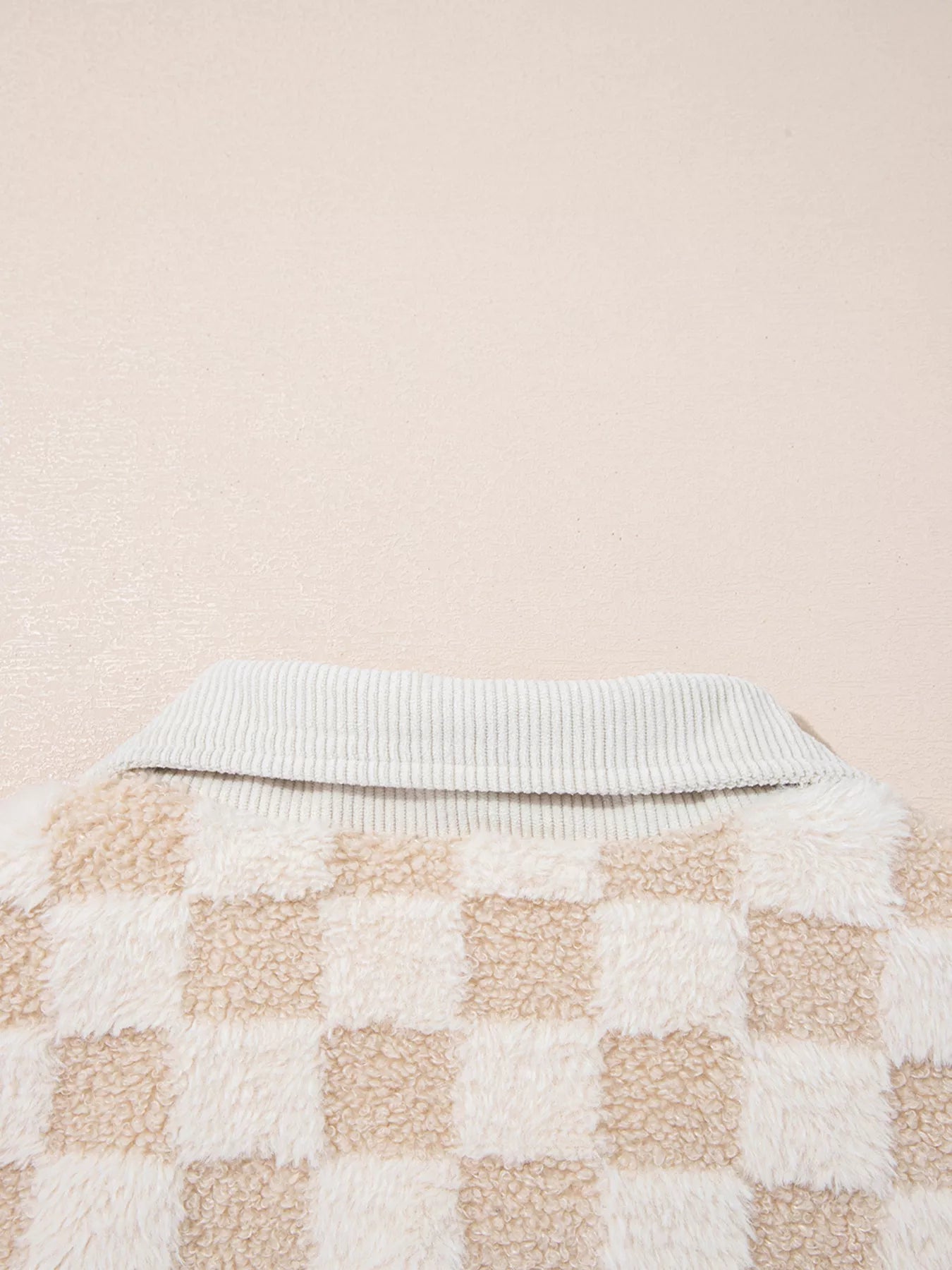 Checker Sherpa Corduroy Patchwork Zip Up Jacket | Jackets Daverri Fashions
