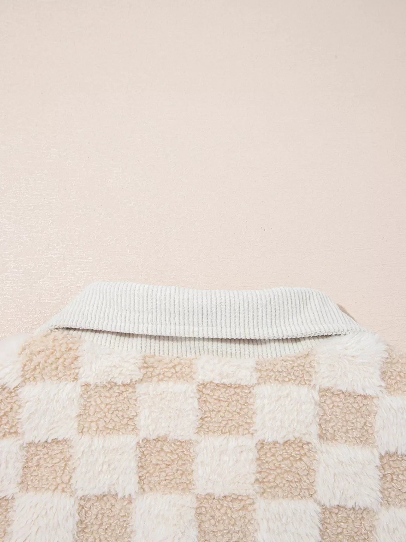 Checker Sherpa Corduroy Patchwork Zip Up Jacket - DAVERRI FASHIONS