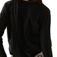 Exposed Seam Notched Long Sleeve T-Shirt - DAVERRI FASHIONS