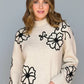 Daverri Fashions Flower Stitching Mock Neck Sweater - DAVERRI FASHIONS