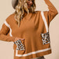 BiBi Mock Neck Sweater with Leopard Pocket Sweaters