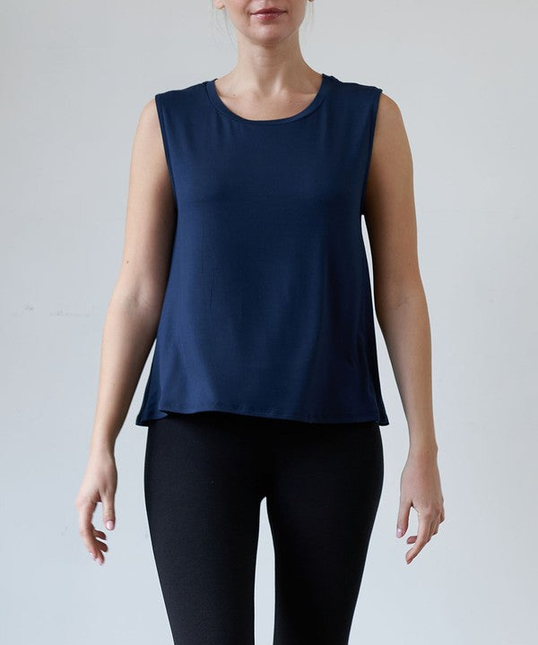 BAMBOO MUSCLE SLEEVLESS TOP NAVY