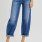 RISEN Full Size High Rise Crop Mild Barrel Jeans Plus Size Jeans