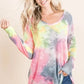 BiBi Tie Dye Print Low Gauge Knit Top - DAVERRI FASHIONS