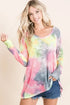 BiBi Tie Dye Print Low Gauge Knit Top - DAVERRI FASHIONS