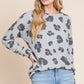 BOMBOM Leopard Drop Shoulder T-Shirt Gray