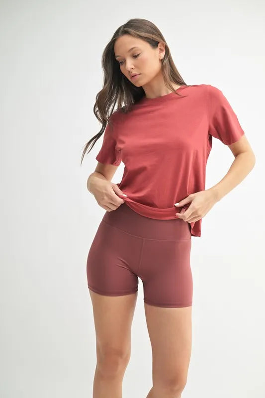 MONO B Round Neck Short Sleeve T-Shirt RED PEAR