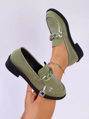 Round Toe Chain Detail Loafers | Shoes Daverri Fashions
