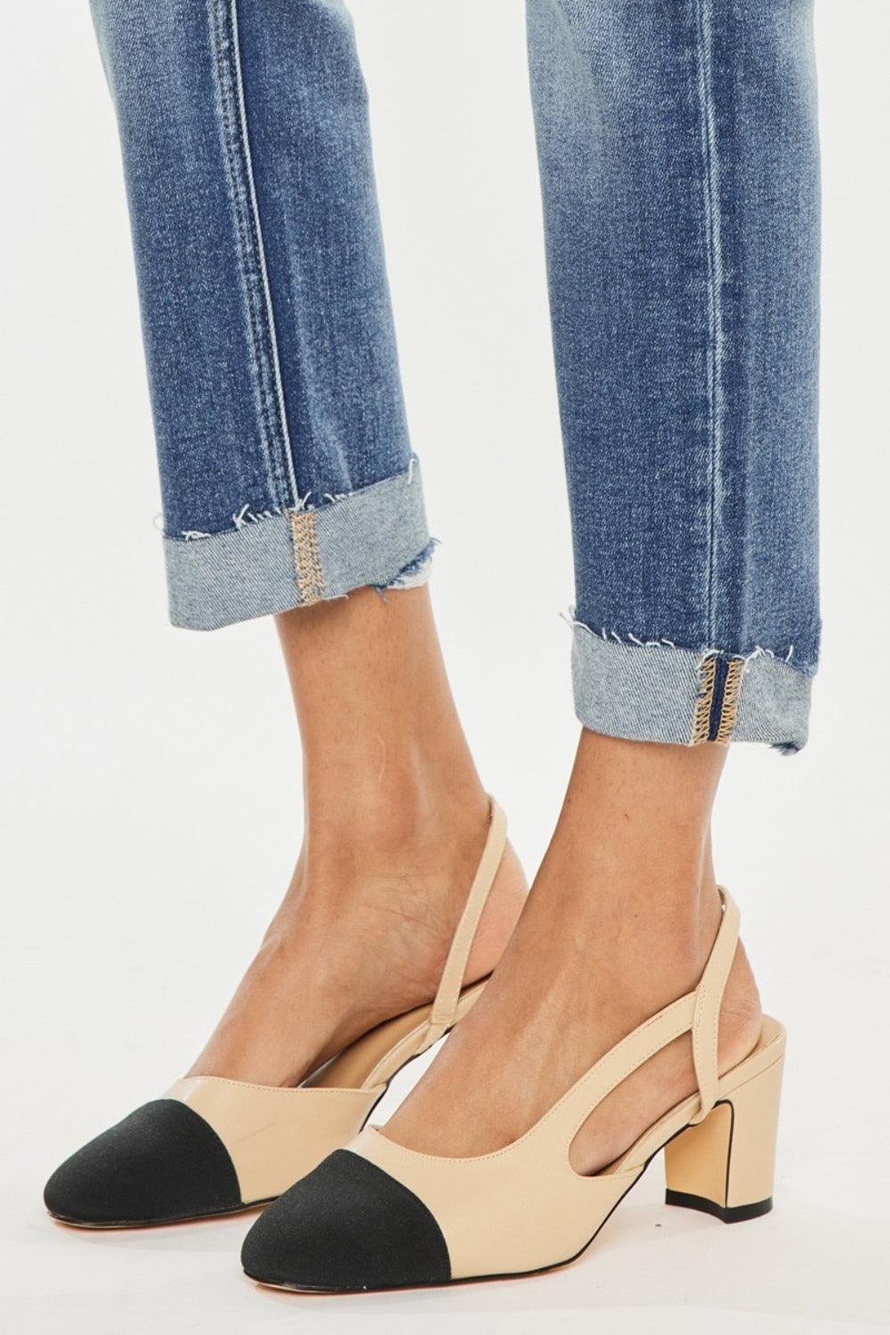 Kancan High Rise Cuffed Straight Jeans | Daverri Fashions