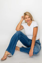 bytos Full Size Distressed High Rise Jeans with Pockets | Jeans Daverri Fashions