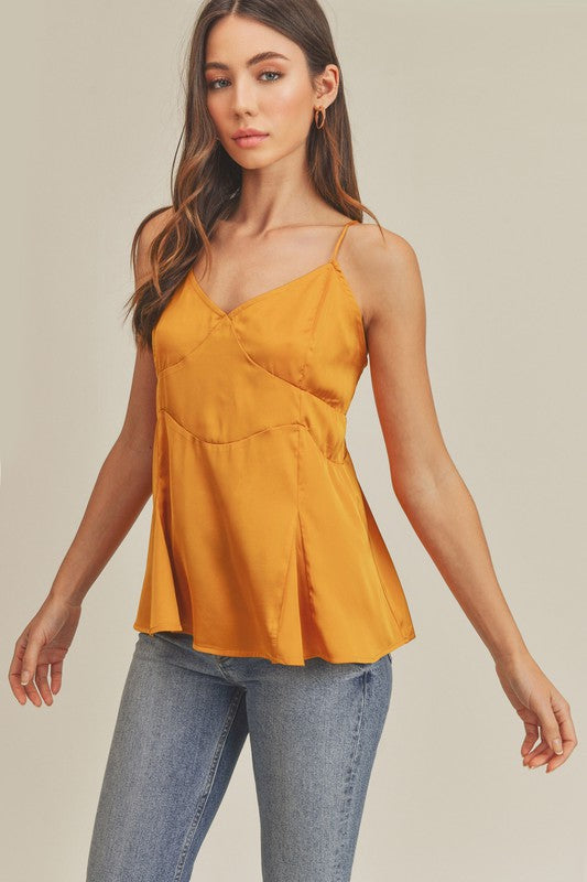 Aemi + Co Tie Back V-Neck Cami Gold