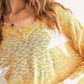 ADORA Distressed Star Sweater Top - DAVERRI FASHIONS
