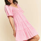 Davi & Dani Jacquard Checker Smocking Tiered Dress Mini Dresses