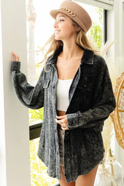 BiBi Vintage Washed Wrinkle Gauze Shacket | Daverri Fashions