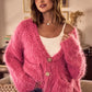 SO ME Soft Touch Hairy Loose Fit Cozy Sweater Cardigan - DAVERRI FASHIONS