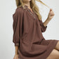 Umgee Notched Shift Dress with Trim Detail