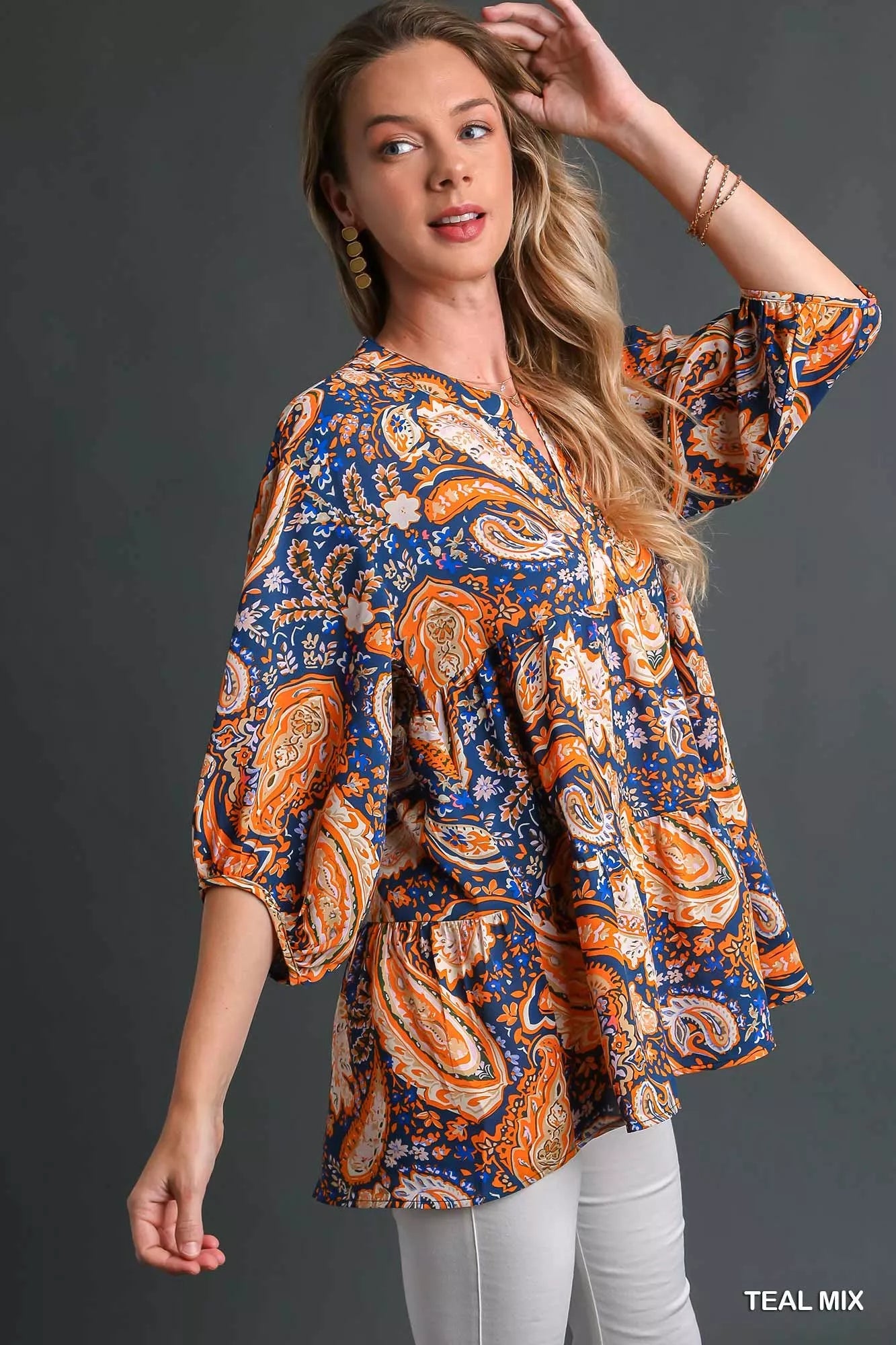 Umgee Mix Paisley Boho Tunic Blouse | Blouses Daverri Fashions