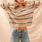SO ME Stripe Crew Neck Basic Essential Sweater - DAVERRI FASHIONS